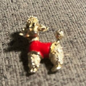Vtg Gerry Red Enameled Gold Tone Poodle Brooch pin